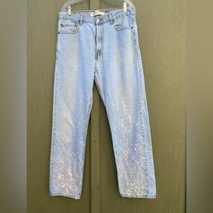 Levi’s 505 36 x 32 (M/L) High Waist Painted Light Wash Regular Fit Pink White